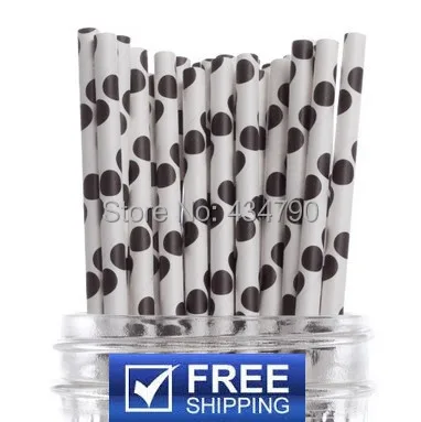 200 шт. черные бумажные соломинки в горошек оптом старомодные молочные бутылки