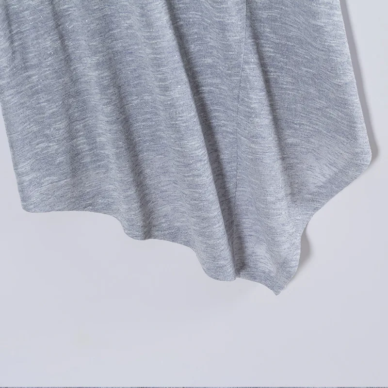 

TOTNWAMG Long T Shirt Women 2017 Summer Casual Gray Irregular Hem Tops t Shirt Plus Size Gray T-Shirt Female Tops 4XL CS416 30