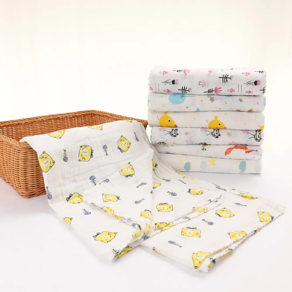 Muselina algodón bebé Swaddles suave recién nacido mantas de baño de gasa para bebé saco de dormir funda para cochecito