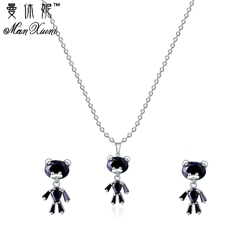 Stud Earrings Black Набор сережек, ювелирный набор, модный кубический циркон, подвеска, массивное ожерелье, свисающие серьги для женщин, CZ, свадебный ювелирный набор - Окраска металла: Stud Earrings Black