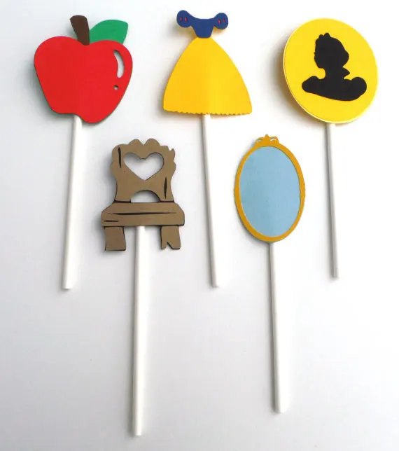 

Snow White Princess Cupcake Toppers wedding girls birthday bridal baby shower Party food picks