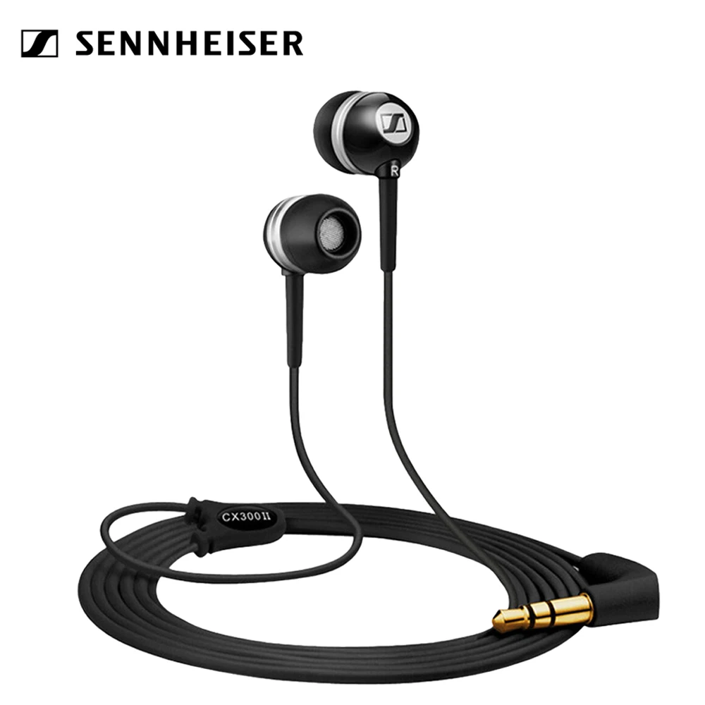 Черный Проводные музыкальные наушники Sennheiser CX300II 3,5 мм, стерео наушники, усиленные басы, наушники для смартфона, гарнитура fone для телефона - Цвет: Черный