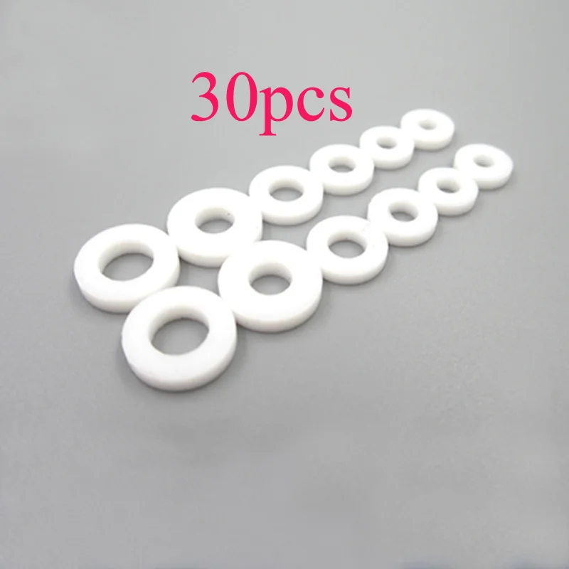 

30PCS PTFE Gaskets Wear-Resistant Washer Inner Dia 3/3.17/4/4.76/5/6.35mm Spacer Seal Ring for DIY RC Boat Model Shafting Parts