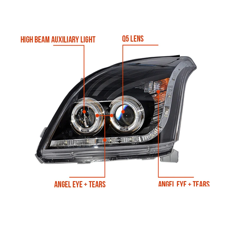 Hlxg фары в сборе для Toyota Prado 2003 2009 светодиодные DRL H7 Hid Bi Xenon луч Противотуманные