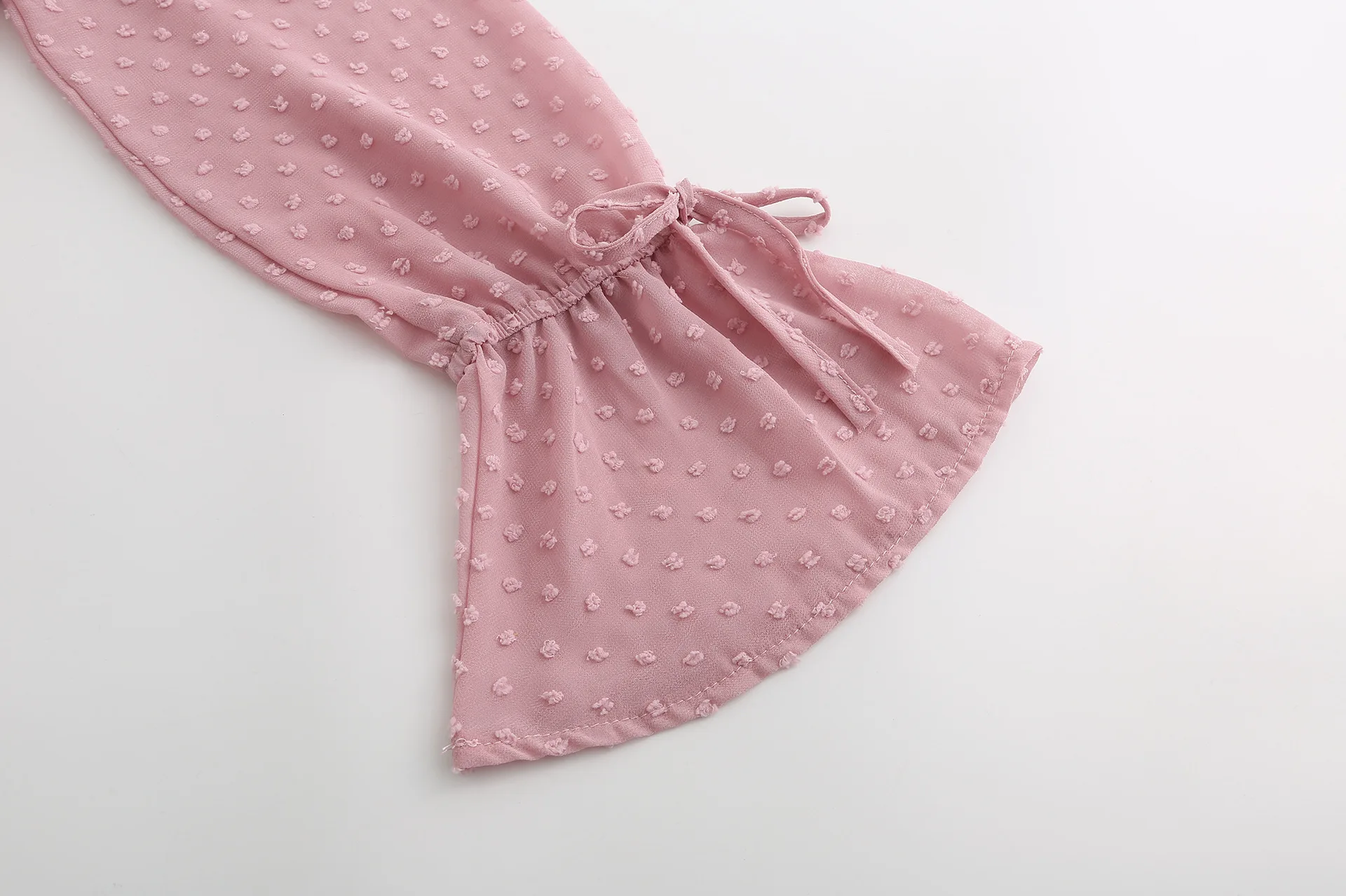 

Spring and summer new style New horn long sleeve Sexy V-neck chiffon jumpsuit European and American explosions