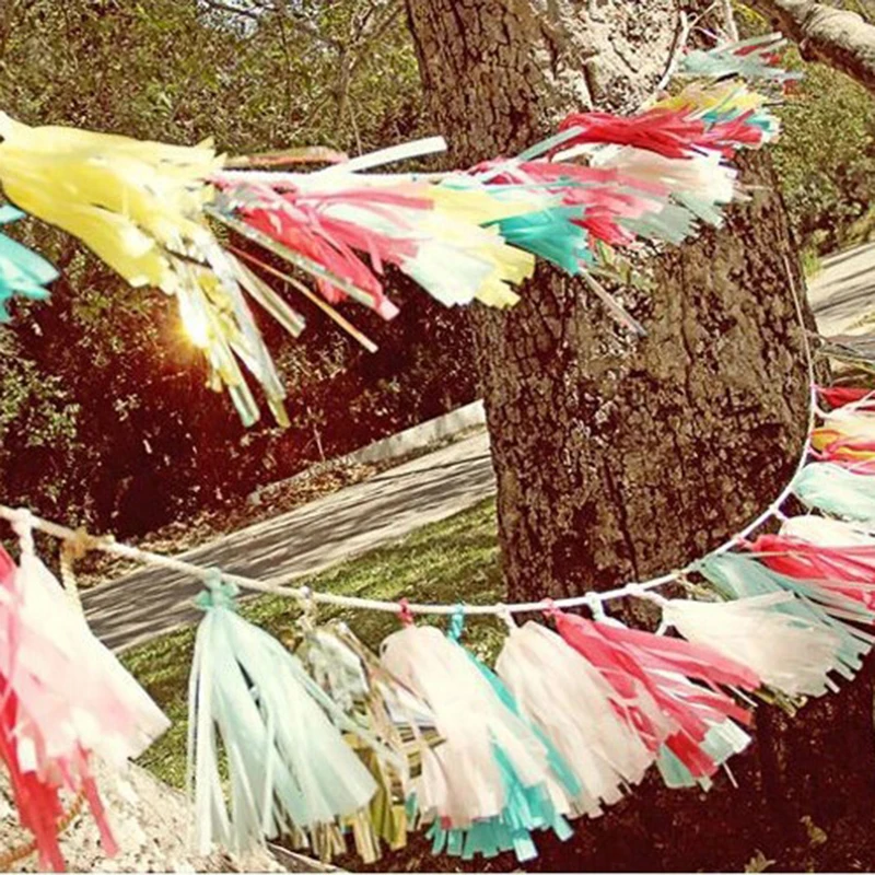 5 шт./лот 35 см бумага ленточки гирлянда бахрома овсянка фон Свадебные украшения