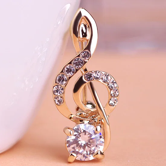Funmor Cute Small CZ Zircon Music Note Brooch Corsage Coroa Poster Broches Wedding Collar Hijab Pin Up Clip Scarf Bijoux | Украшения и