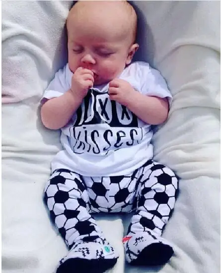 2020 summer style Baby Boys clothes Girl Clothing Sets Football pattern short sleeve + trousers Infantis Newborn | Детская одежда и