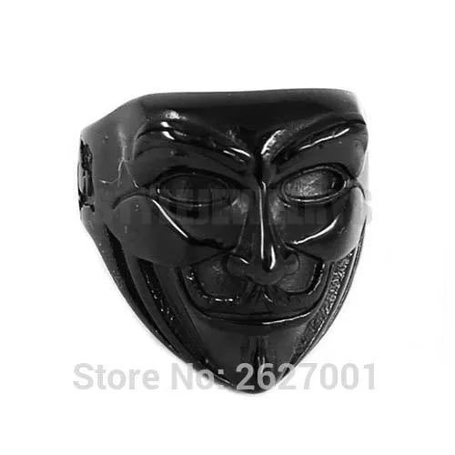 Мужское байкерское кольцо V-образной формы черное из нержавеющей стали с черепом