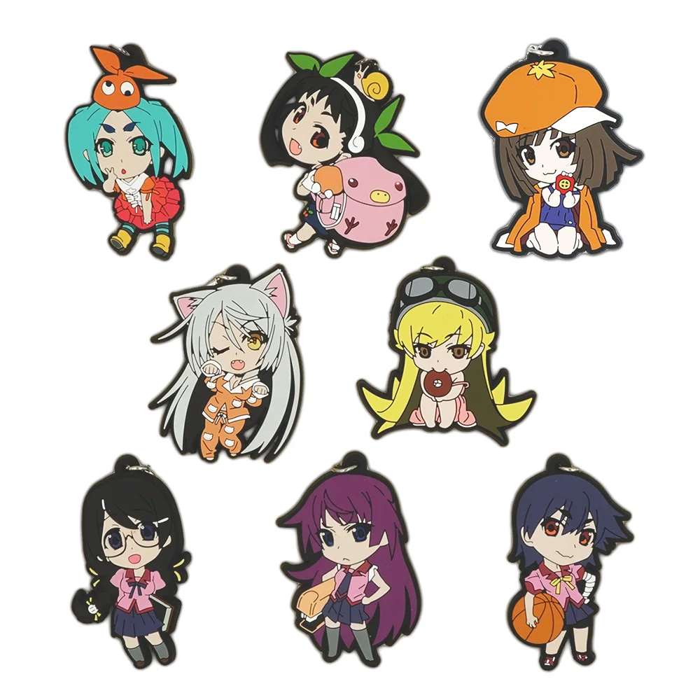 Bakemonogatari аниме Monogatari Monstory Araragi Koyomi senjougaхара Oshino Shinobu Kawaii резиновый брелок|oshino