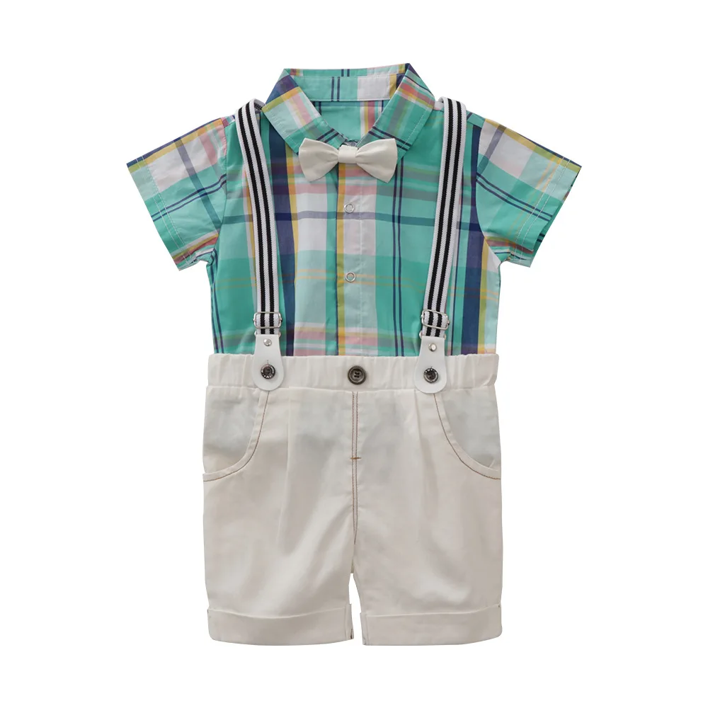 

2023 New Newborn Baby Boy Clothes Baby Boy Summer Clothes Infant Boy Clothes Short-sleeve Strap Bobysuits Baby Boy Set Clothes