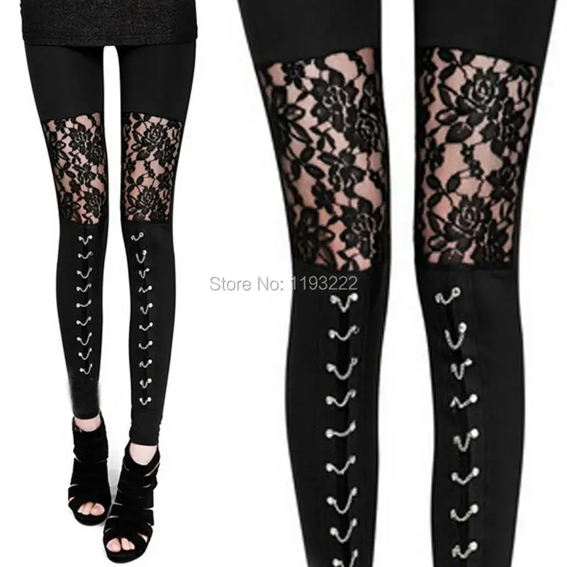 Женские черные готические повседневные прозрачные колготки ткань цепочка в