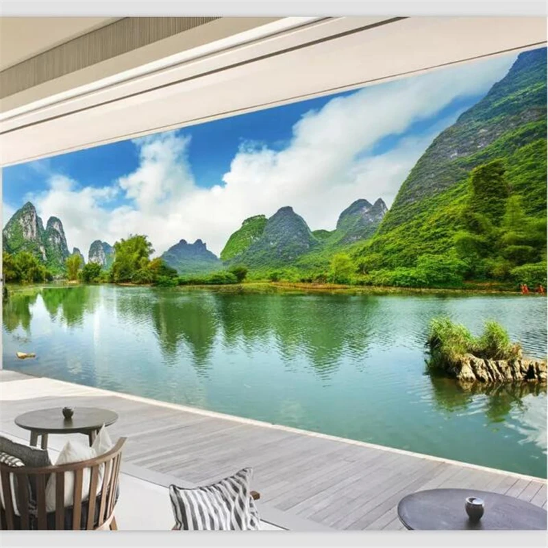 Обои на заказ для гостиной спальни фотообои HD Guilin пейзажи чистая вода шоу