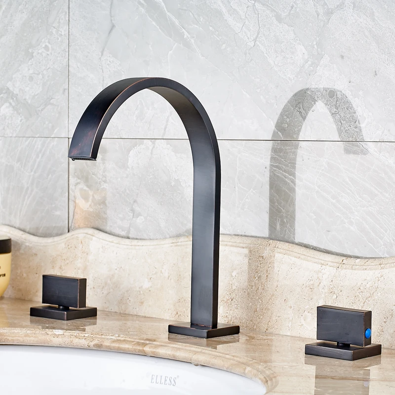 Новый дизайн двойная квадратная ручка кран для ванной комнаты с носиком мойки