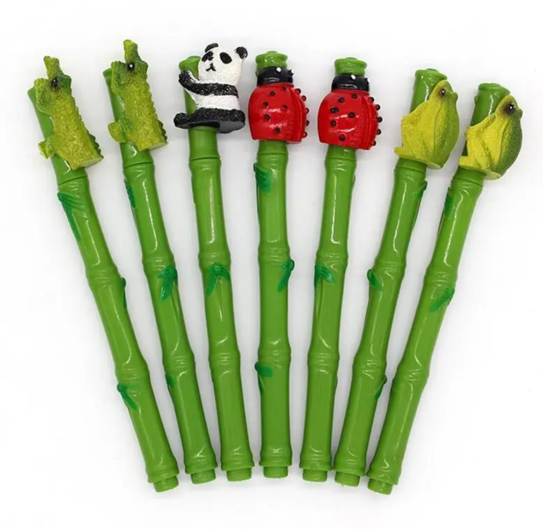 100pcs/lot New arravial crative plastic bamboo panda pen  Promotional insect pen frog ballpoint pen ladybird gift pen