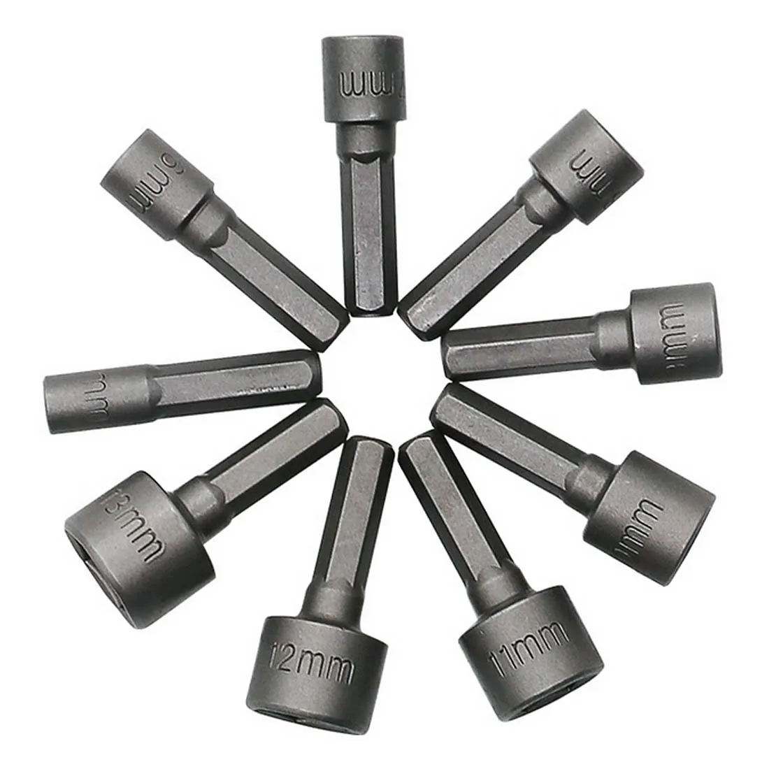 iTECHOR 9Pcs Tools Set 5-13MM Nut Driver Hexagonal Handle Sleeve Socket Hex Shank Kit - Silver Grey For Home Use Hot | Инструменты