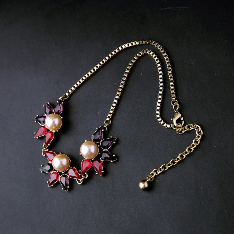 Бохо шик имитация жемчуга Цветы нагрудник ожерелье 2016 летнее платье ювелирные