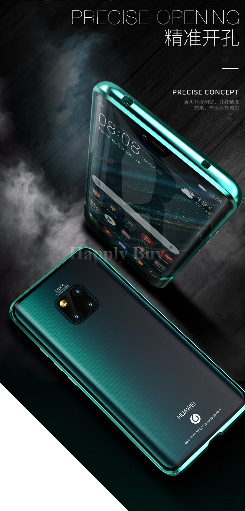 Передний и задний стеклянный Магнитный чехол для huawei mate 20 Pro, чехол 360, полная защита, противоударный чехол для huawei mate 20Pro, чехол