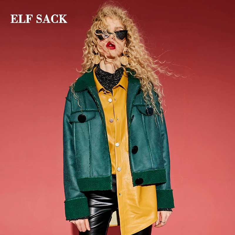 ELFSACK новинка модное женское пальто повседневное хлопок цельные куртки для женщин