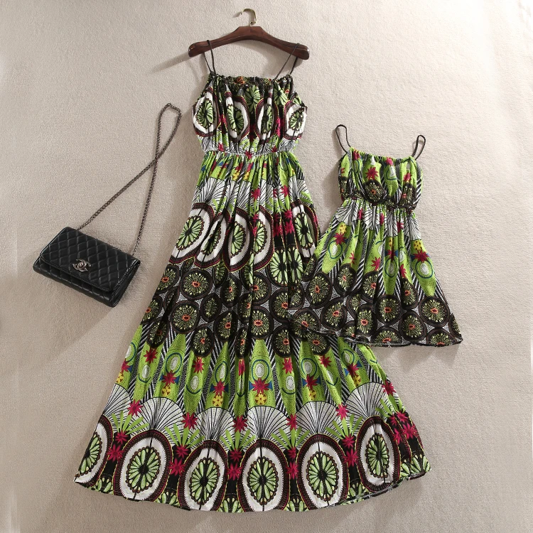 Платье для мамы и дочки 2018 г. Летняя пляжная одежда девочек богемный стиль с