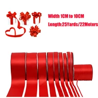 25yardsroll width 1cm to 10cm red color single face satin ribbon diy gift wrapping christmas wedding party gift ribbons