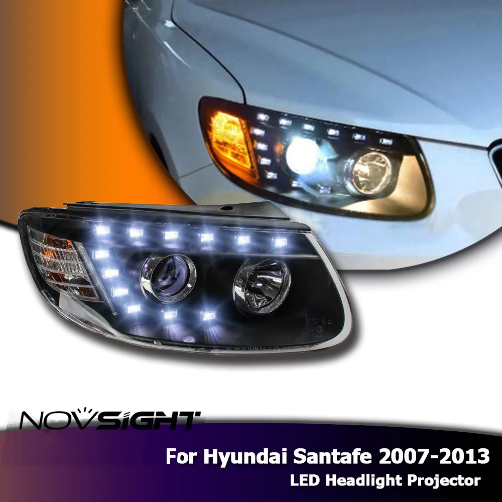 Светодиодный прожектор NOVSIGHT для hyundai Santafe 2007 2013 2 шт.|Фара авто в сборе| |