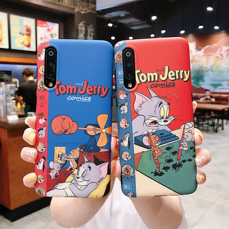 Чехлы для телефонов с героями мультфильмов для Xiaomi 6X8 9 9SE с изображением кошки и мышки, матовый IMD жесткий чехол для Xiaomi Mix3 A2, задняя крышка, fundas Capa