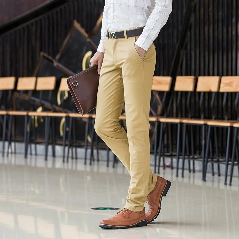 Men's Classic Casual Khaki Pants Men Business Dress Slim Fit Elastic Jogger Long Trousers Male Clothing Cotton Work Pant Black |