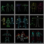 12 дизайнов, гибкий Эл провод, светящийся костюм, танцевальный DJ неоновый светодиодный светящийся костюм для сценического шоу