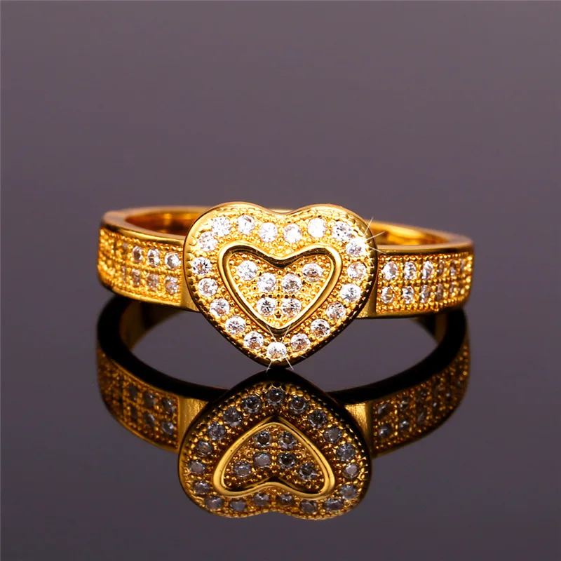 U7 Роскошные Сердце Обручальные Кольца Для Женщин Ювелирные Изделия Классический