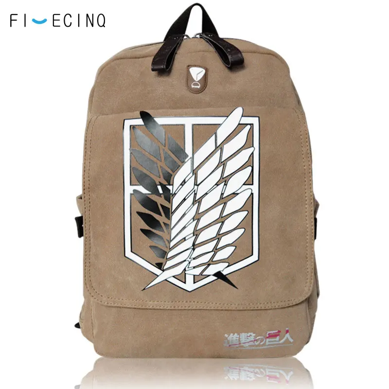 

Anime Backpack One Piece NARUTO Attack On Titan Canvas bag Adult Men School Student Print Bag Black Blue Khaki Fashion Shoulder