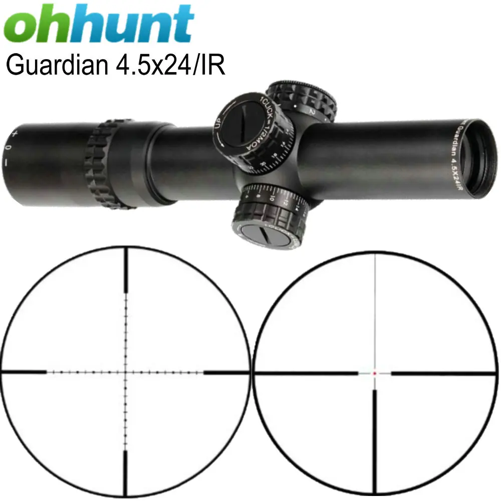 

ohhunt Guardian 4.5x24 Hunting Rifle Scope 30mm Tube Tactical Optics Sight 1/2 Half Mil Dot Reticle Turrets Reset Riflescope