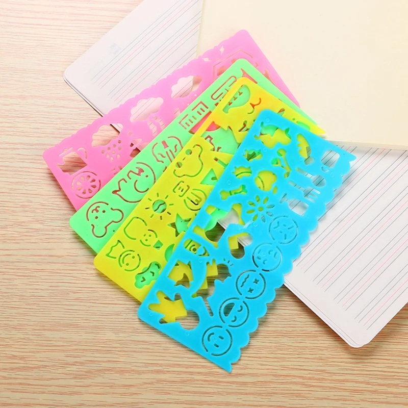 

4 Pcs Children's educational multi-function Variety ruler Creative Student Stationery Cute drawing Ruler Painting Toy Children's