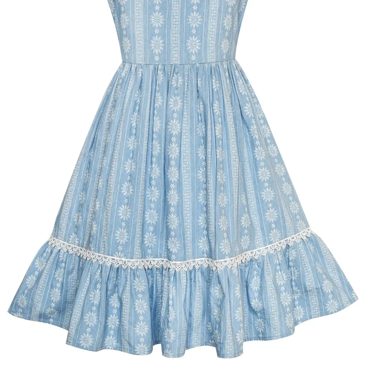 Sunny Fashion платья для девочек Цветок Девушка Платье Джинсовый Синий Колокольчик