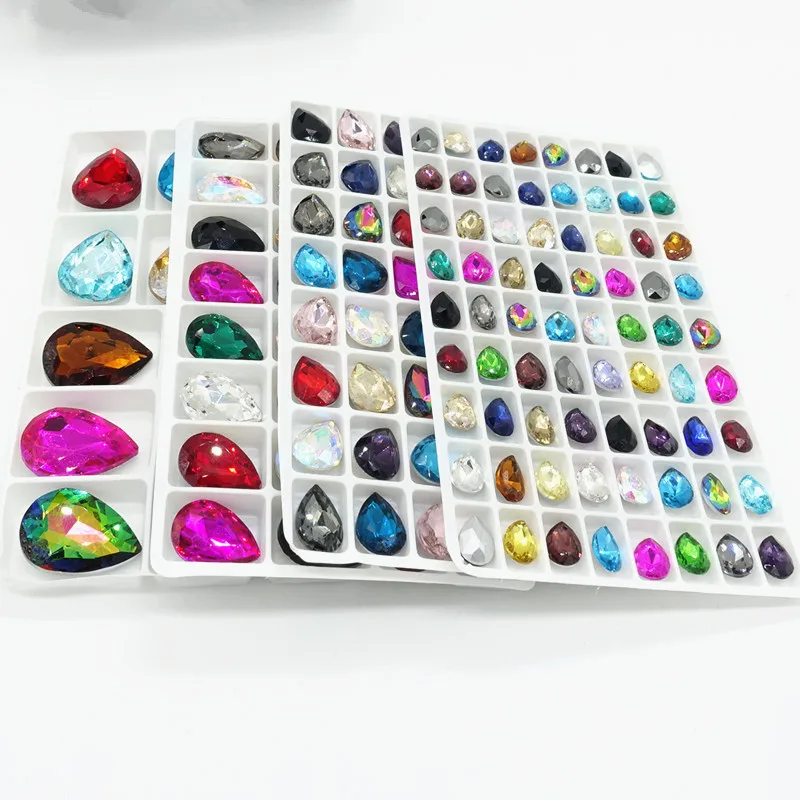 Смешанные цвета стеклянный кристалл в форме слезы Drop Стразы Loose Beads 7x10 мм 10x14 13x18