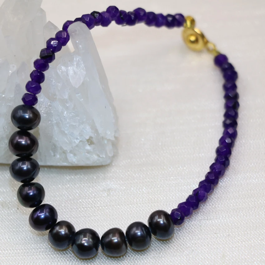 Браслеты из черного натурального пресноводного жемчуга 7 8 мм браслеты в богемном