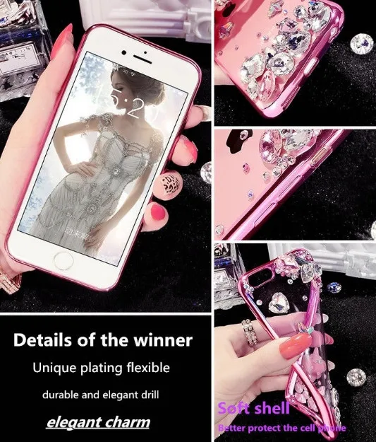 Чехол из тпу со стразами кристаллами и блестками блестящий чехол оболочка для