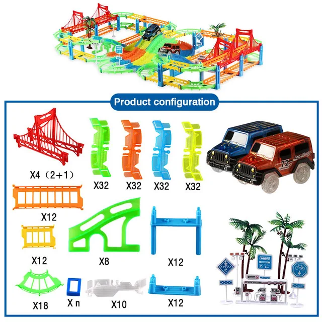 Схема lumineux voiture enfant jouet железная дорога волшебный грузовик железная дорога светящиеся трюки трек световой гоночный автомобиль Рождественский подарок - Цвет: Luxury set 4
