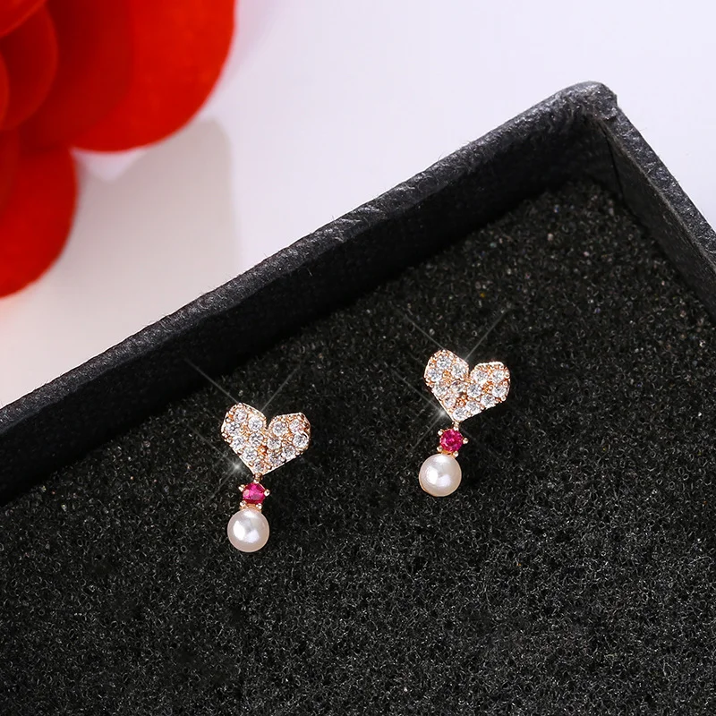 Maple2000 новые серьги с кристаллами в форме сердца жемчужные кулоном милые мини