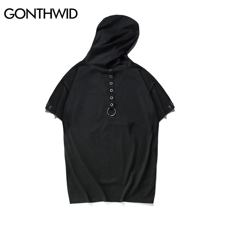 GONEWILD 2017 Модные Мужские Короткий Рукав Толстовки Футболки Лето Асимметричный