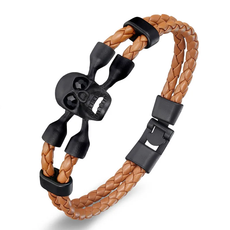 2019 новый модный кожаный браслет в стиле панк высококачественный с двойным