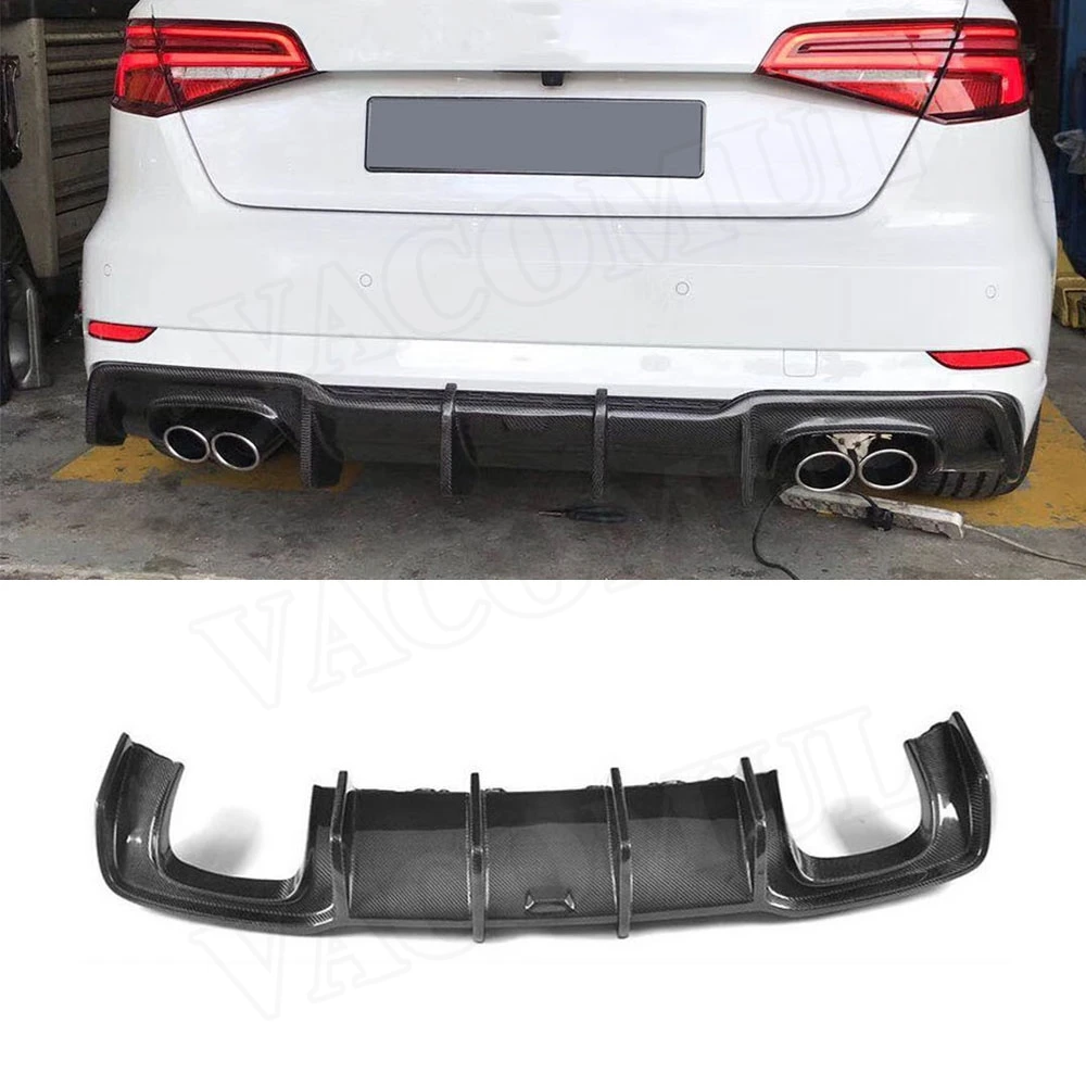 rear lip Углеродного волокна заднего бампера для губ спойлер, диффузор для Audi A3 Sline S3 хэтчбек Sportback не Стандартный K стиль - Цвет: rear lip