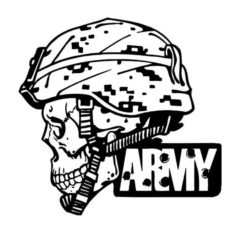 

14cm*13.7cm Creative Personality Skull Army Car Styling Fashion Vinyl Decals C5-0690