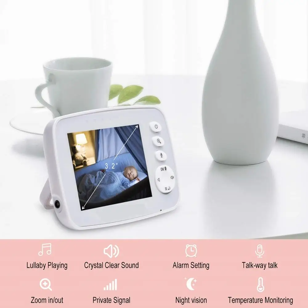 

Радионяня Babyphone, беспроводной ЖК-монитор 3,2 дюйма, 2 способа аудио разговора, ночное видение, видео-няня, няня, детский монитор для сна, домофо...