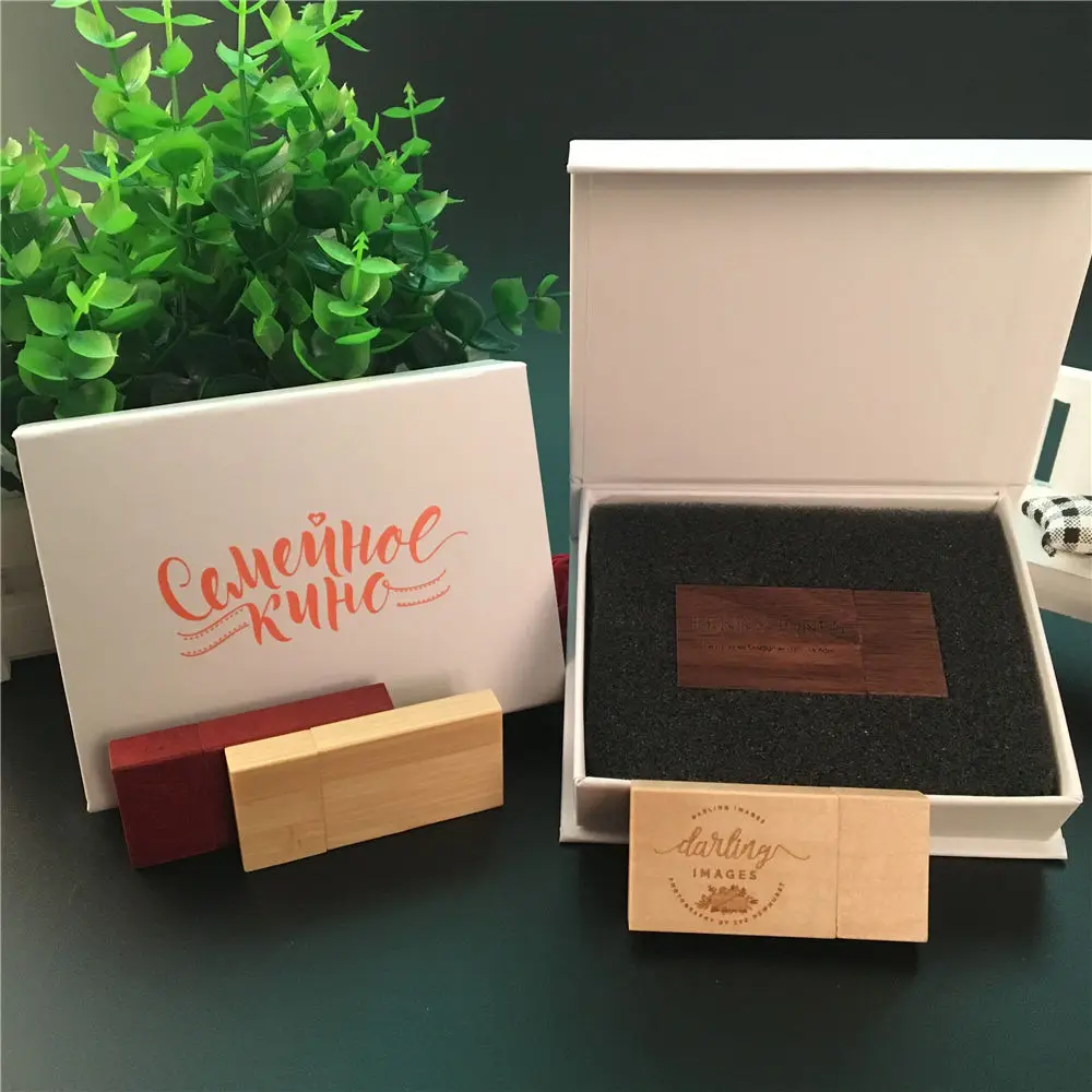 Логотип печати на заказ для белой коробки гравировка логотипа деревянной usb 3 0