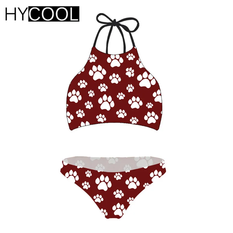 Женский купальный костюм HYCOOL комплект бикини с принтом милых собак Бразильское