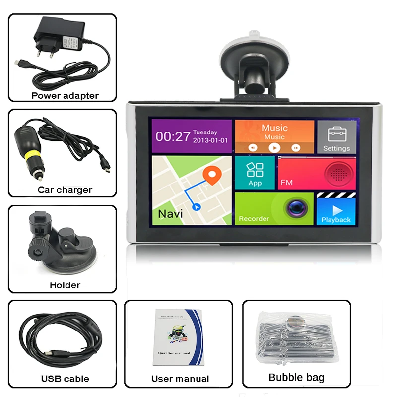 Free Shipping7 inch 1080P Car DVR Recorder MP3 MP4 Player with Android GPS Navigation Support WiFi 3G FM Transmitter Google Maps |