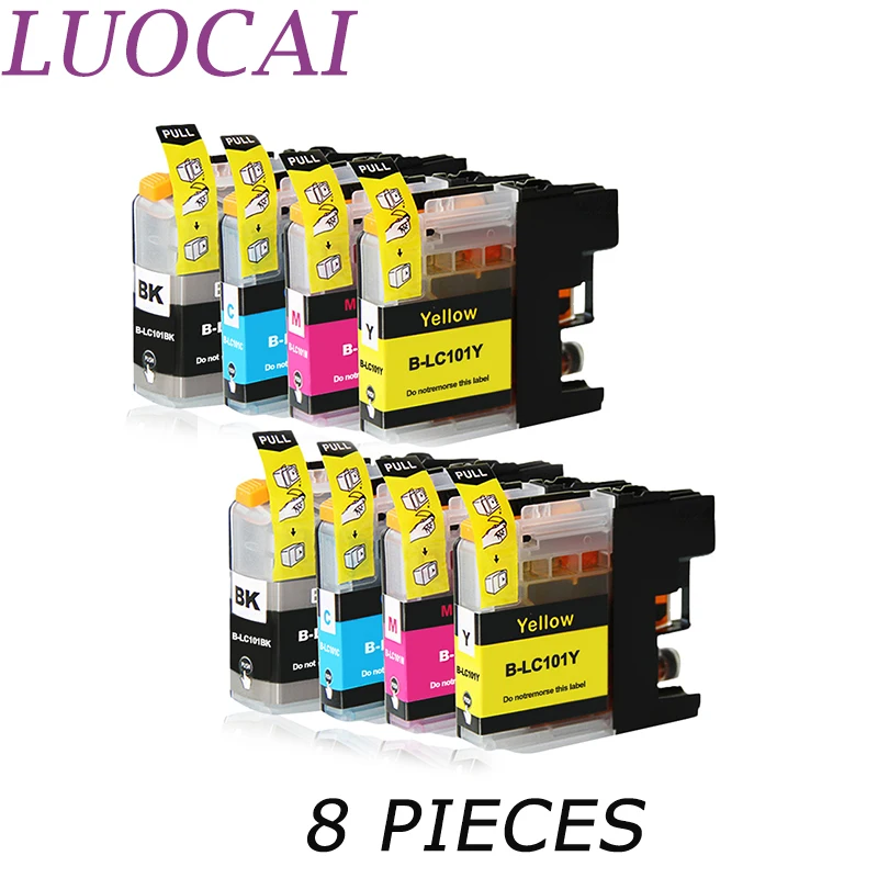 8 шт. LC101 LuoCai совместимые чернильные картриджи для Brother MFC J285DW J450DW J470DW J475DW J650DW J870DW