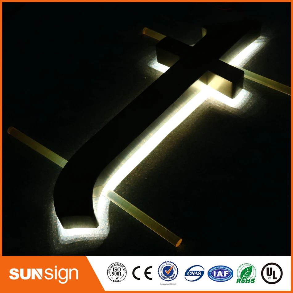 Заводская розетка из нержавеющей стали led с задней подсветкой буквы на заказ знак