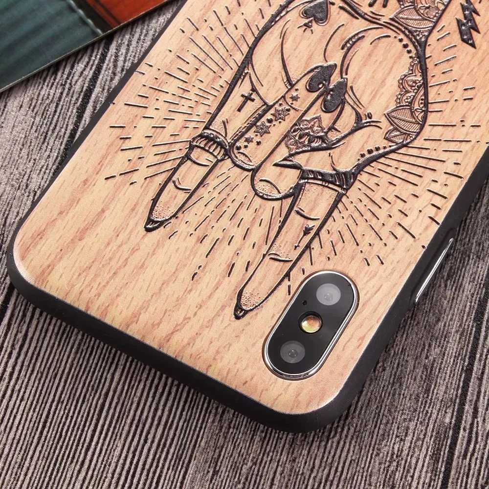For iphone X XS MAX XR PC + TPU Comfortable Wood Grain 3D Relief Phone Case Apple iPhone 6 6S Plus 7 8 Back Cover Cases |